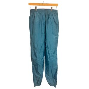Vintage 90's Nike Nylon Track Pants Teal Blue Elastic Waist Joggers Women Medium